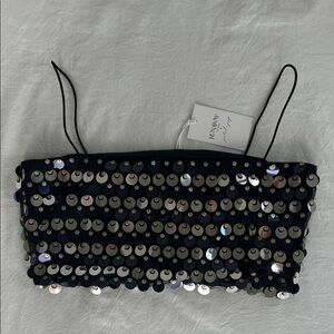 Black Sequin Crop Top